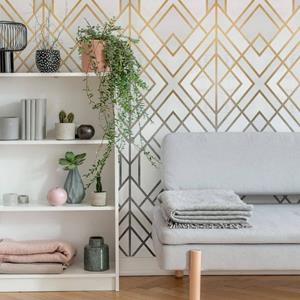 K&L WALL ART Fototapete »Große Fototapete XXL Art Deco Vliestapete Gold Silber Gatsby Shabby Chic«, Wohnzimmer Wandschutz modern