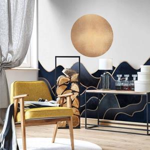 K&L WALL ART Fototapete »Große Fototapete XXL Art Deco Vliestapete Vollmond am Meer Strand Wellen«, Wohnzimmer Wandschutz modern
