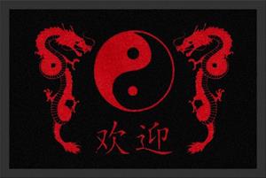 Rockbites Fußmatte » - Fußmatte Dragon Yin Yang Schwarz / Rot Nr.149 (100669) Türmatte«, 