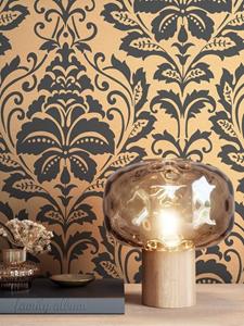 Newroom Vliestapete, Gold Tapete Barock Glänzend - Metallic Schwarz Glamour Modern Ornamente Prunk für Wohnzimmer Schlafzimmer Küche