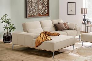 W.Schillig Ecksofa run, mit elegantem Holzsockel, Füße in Silber matt, Breite 279 cm