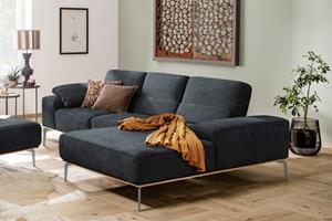 W.Schillig Ecksofa run, mit elegantem Holzsockel, Füße in Silber matt, Breite 279 cm