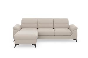 Sit&More Ecksofa Sinatra, mit Recamiere, optional mit Kopfteilverstellung und Armteilfunktion oder mit Kopfteilverstellung, Armteilfunktion, Bettfunktion und Bettkasten, mattschwarze Metallf