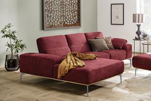 W.Schillig Ecksofa run, mit elegantem Holzsockel, Füße in Silber matt, Breite 279 cm