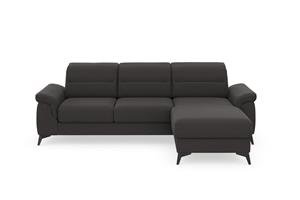 Sit&More Ecksofa Sinatra, mit Recamiere, optional mit Kopfteilverstellung und Armteilfunktion oder mit Kopfteilverstellung, Armteilfunktion, Bettfunktion und Bettkasten, mattschwarze Metallf