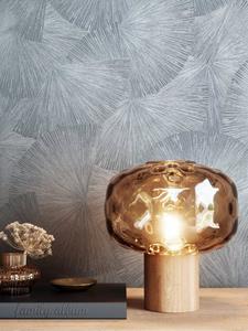 Newroom Vliestapete, Silber Tapete Glamour Glänzend - Glanztapete Grafiktapete Metallic Modern Blätter Fächer für Wohnzimmer Schlafzimmer Küche