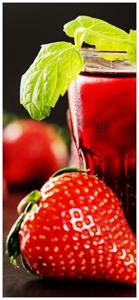 Wallario Türtapete »Erdbeer-Mojito - Frische Erdbeeren«, glatt, ohne Struktur