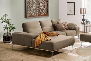 W.Schillig Ecksofa run, mit elegantem Holzsockel, Füße in Silber matt, Breite 279 cm