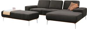 W.Schillig Ecksofa run, mit elegantem Holzsockel, Füße in Chrom glänzend, Breite 279 cm