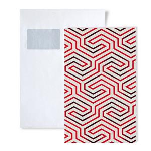 Edem Vliestapete »S-84114BR90«, glänzend, grafisch, ornamental, geometrisch, (1 Musterblatt, ca. A5-A4), weiß, himbeer-rot, schwarz