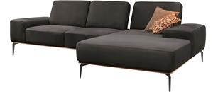 W.Schillig Ecksofa run, mit elegantem Holzsockel, Füße in Schwarz pulverbeschichtet, Breite 279 cm