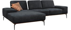 W.Schillig Ecksofa run, mit elegantem Holzsockel, Füße in Schwarz pulverbeschichtet, Breite 279 cm