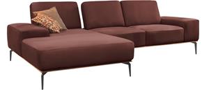 W.Schillig Ecksofa run, mit elegantem Holzsockel, Füße in Schwarz pulverbeschichtet, Breite 279 cm