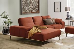 W.Schillig Ecksofa run, mit elegantem Holzsockel, Füße in Bronze pulverbeschichtet, Breite 279 cm