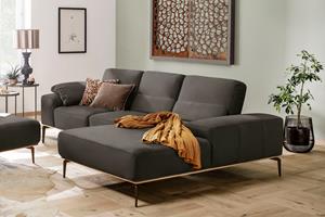 W.Schillig Ecksofa run, mit elegantem Holzsockel, Füße in Bronze pulverbeschichtet, Breite 279 cm