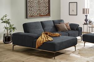 W.Schillig Ecksofa run, mit elegantem Holzsockel, Füße in Bronze pulverbeschichtet, Breite 279 cm