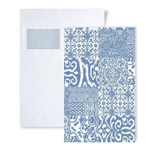 Profhome Prägetapete »S-VD219149-DI«, glänzend, grafisch, ornamental, Barock-Style, (1 Musterblatt, ca. A5-A4), blau, weiß