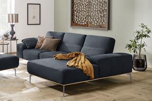 W.Schillig Ecksofa run, mit elegantem Holzsockel, Füße in Silber matt, Breite 299 cm