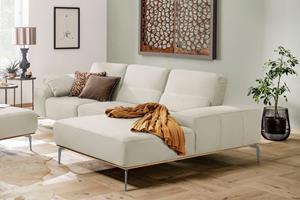 W.Schillig Ecksofa run, mit elegantem Holzsockel, Füße in Silber matt, Breite 299 cm