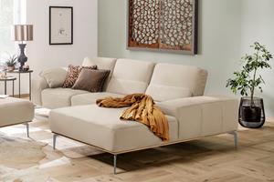 W.Schillig Ecksofa run, mit elegantem Holzsockel, Füße in Silber matt, Breite 299 cm