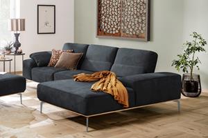 W.Schillig Ecksofa run, mit elegantem Holzsockel, Füße in Silber matt, Breite 299 cm