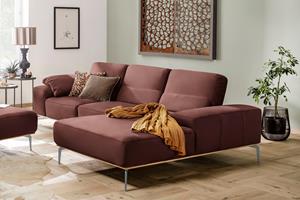 W.Schillig Ecksofa run, mit elegantem Holzsockel, Füße in Silber matt, Breite 299 cm