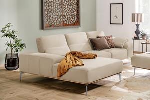 W.Schillig Ecksofa run, mit elegantem Holzsockel, Füße in Chrom glänzend, Breite 299 cm