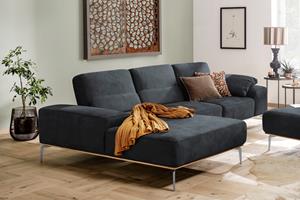 W.Schillig Ecksofa run, mit elegantem Holzsockel, Füße in Chrom glänzend, Breite 299 cm