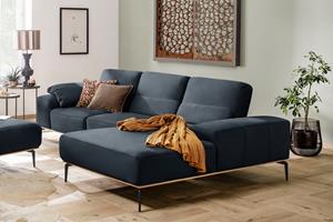 W.Schillig Ecksofa run, mit elegantem Holzsockel, Füße in Schwarz pulverbeschichtet, Breite 299 cm