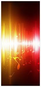 Wallario Türtapete »Rot-gelbe Noten der Musik«, glatt, ohne Struktur