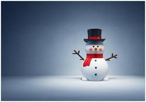 Wallario Vliestapete »Winterstimmung - Frecher Schneemann mit Zylinder und rotem Schal«, Seidenmatte Oberfläche, hochwertiger Digitaldruck, in verschiedenen Größen erhä