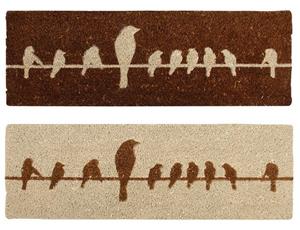 Esschert Design BV Fußmatte, , Schmutzfangmatte mit Motiv Vögel auf Draht aus Kokos in braun oder beige 75 x 25 cm braun/beige