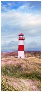 Wallario Türtapete »Leuchtturm am Strand von Sylt«, glatt, ohne Struktur