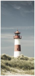 Wallario Türtapete »Leuchtturm auf der Düne am Strand«, glatt, ohne Struktur