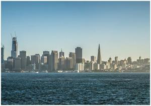 Wallario Vliestapete »Skyline von San Francisco«, Seidenmatte Oberfläche, hochwertiger Digitaldruck, in verschiedenen Größen erhältlich