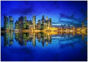 Wallario Vliestapete »Skyline von Singapur in der Abenddämmerung«, Seidenmatte Oberfläche, hochwertiger Digitaldruck, in verschiedenen Größen erhältlich