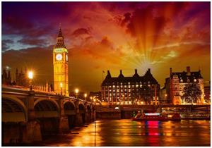 Wallario Vliestapete »London - Big Ben in strahlenden Farben«, Seidenmatte Oberfläche, hochwertiger Digitaldruck, in verschiedenen Größen erhältlich