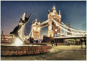 Wallario Vliestapete »London - Tower Bridge bei Nacht«, Seidenmatte Oberfläche, hochwertiger Digitaldruck, in verschiedenen Größen erhältlich
