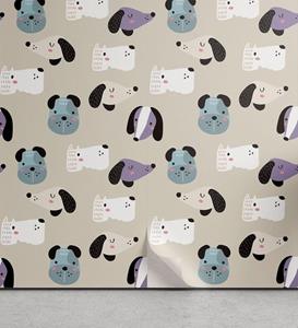 Abakuhaus Vinyltapete »selbstklebendes Wohnzimmer Küchenakzent«, Hund Nursery Cartoon-Welpen-Gesichter