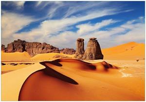 Wallario Vliestapete »Felsen und Sand in der Sahara Wüste«, Seidenmatte Oberfläche, hochwertiger Digitaldruck, in verschiedenen Größen erhältlich