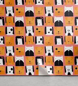 Abakuhaus Vinyltapete »selbstklebendes Wohnzimmer Küchenakzent«, Hund Quadratische Form lustige Welpen-Heads