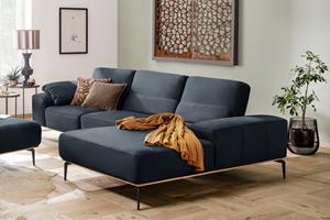 W.Schillig Ecksofa run, mit elegantem Holzsockel, Füße in Schwarz pulverbeschichtet, Breite 319 cm