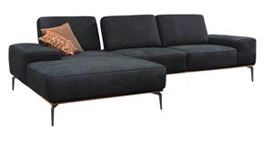 W.Schillig Ecksofa run, mit elegantem Holzsockel, Füße in Schwarz pulverbeschichtet, Breite 319 cm