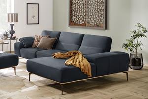 W.Schillig Ecksofa run, mit elegantem Holzsockel, Füße in Bronze pulverbeschichtet, Breite 319 cm