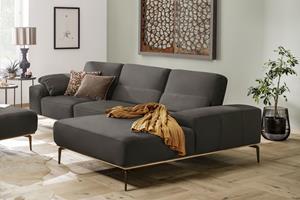 W.Schillig Ecksofa run, mit elegantem Holzsockel, Füße in Bronze pulverbeschichtet, Breite 319 cm