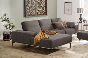 W.Schillig Ecksofa run, mit elegantem Holzsockel, Füße in Bronze pulverbeschichtet, Breite 299 cm