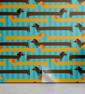 Abakuhaus Vinyltapete »selbstklebendes Wohnzimmer Küchenakzent«, Hunde Blauer Hintergrund Dackel Hunde