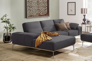 W.Schillig Ecksofa run, mit elegantem Holzsockel, Füße in Silber matt, Breite 299 cm