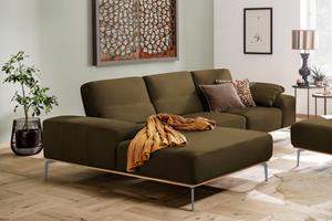 W.Schillig Ecksofa run, mit elegantem Holzsockel, Füße in Silber matt, Breite 299 cm