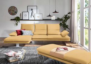 W.Schillig Ecksofa broadway, inklusive Sitztiefenverstellung, wahlweise mit Kopfteil- & Seitenteilverstellung, Breite 291 cm, Füße in Chrom glänzend